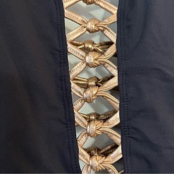 Women's Bleu Core-Lace-Down Mio One-Piece Swimsuit Black/Gold Size 6 - Picture 8 of 14